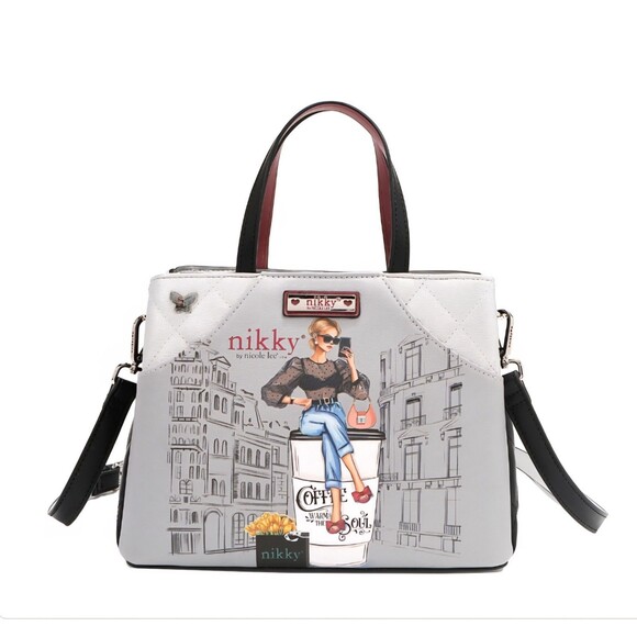 NIKKY by Nicole Lee Urban Coffee Dream Satchel Unique Black Grey - Picture 2 of 8